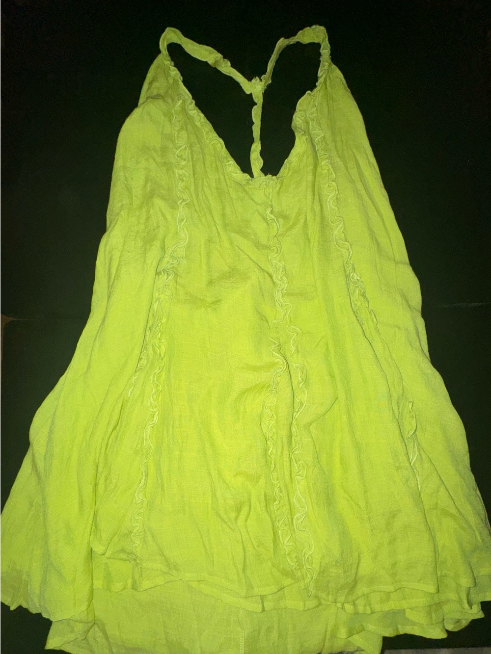 LORACAL Neon Lime Backless Spaghetti Strap Dress